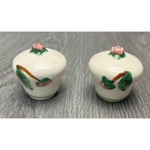 Salt & Pepper Set Camellia (Brown Trim) by Metlox Poppytrail Vernon Miniature